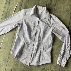 Brooks Brothers top size 8 purple white pin striped blouse